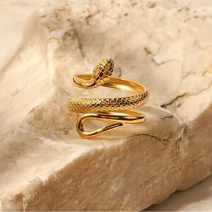 ✨ Gold Snake Wrap Ring — Adjustable | PVD-Coated Stainless Steel ✨